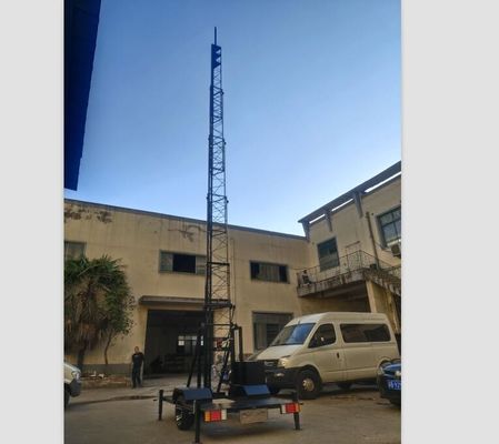 25m Telescopic Tower Height Fast Deployment Trailer Tower With Shelter Cell On Wheels COW