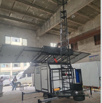 25m Telescopic Tower Height Fast Deployment Trailer Tower With Shelter Cell On Wheels COW