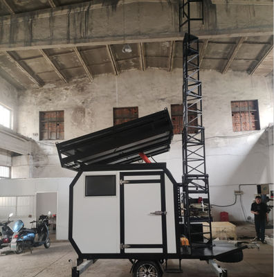 25m Telescopic Tower Height Fast Deployment Trailer Tower With Shelter Cell On Wheels COW